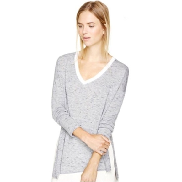 Wilfred Women's Sherbrooke light Gray Oversized V-Neck Side Slit Top - xxs - Picture 1 of 8